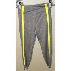 Zyia Active Gray /Neon Tape Light Luxe Hi-Rise 7/8 Leggings 24" Women's Size 6-8